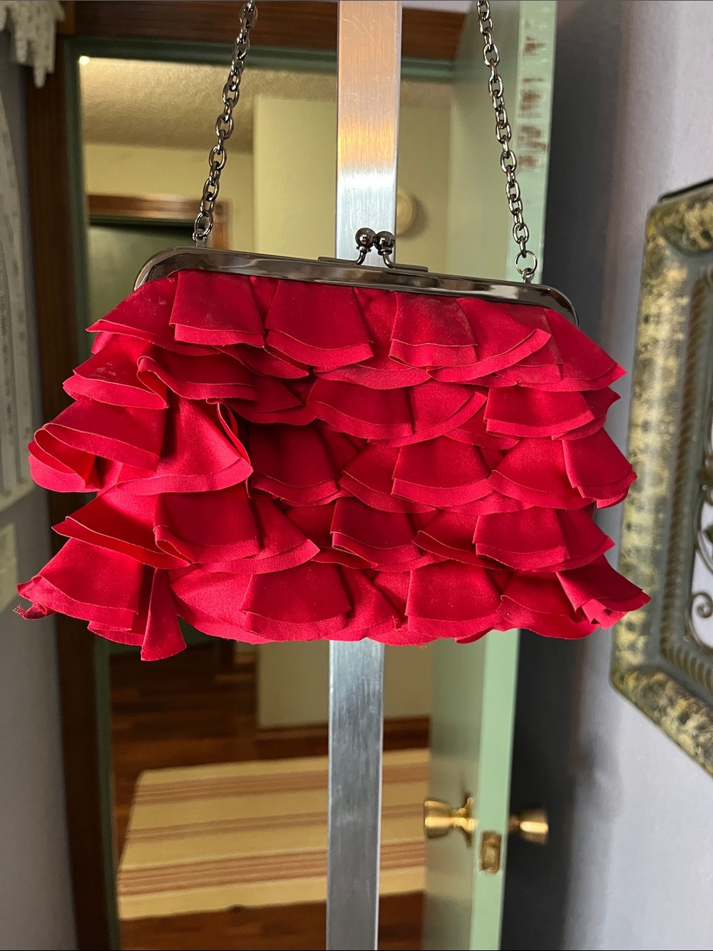 Nordstrom Sondra Robert Evening Bag Red Ruffled